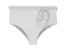 Charger l'image dans la galerie, Product Front: Rio De Sol Bas Bottom Shimmer-White Belted-High-Waist