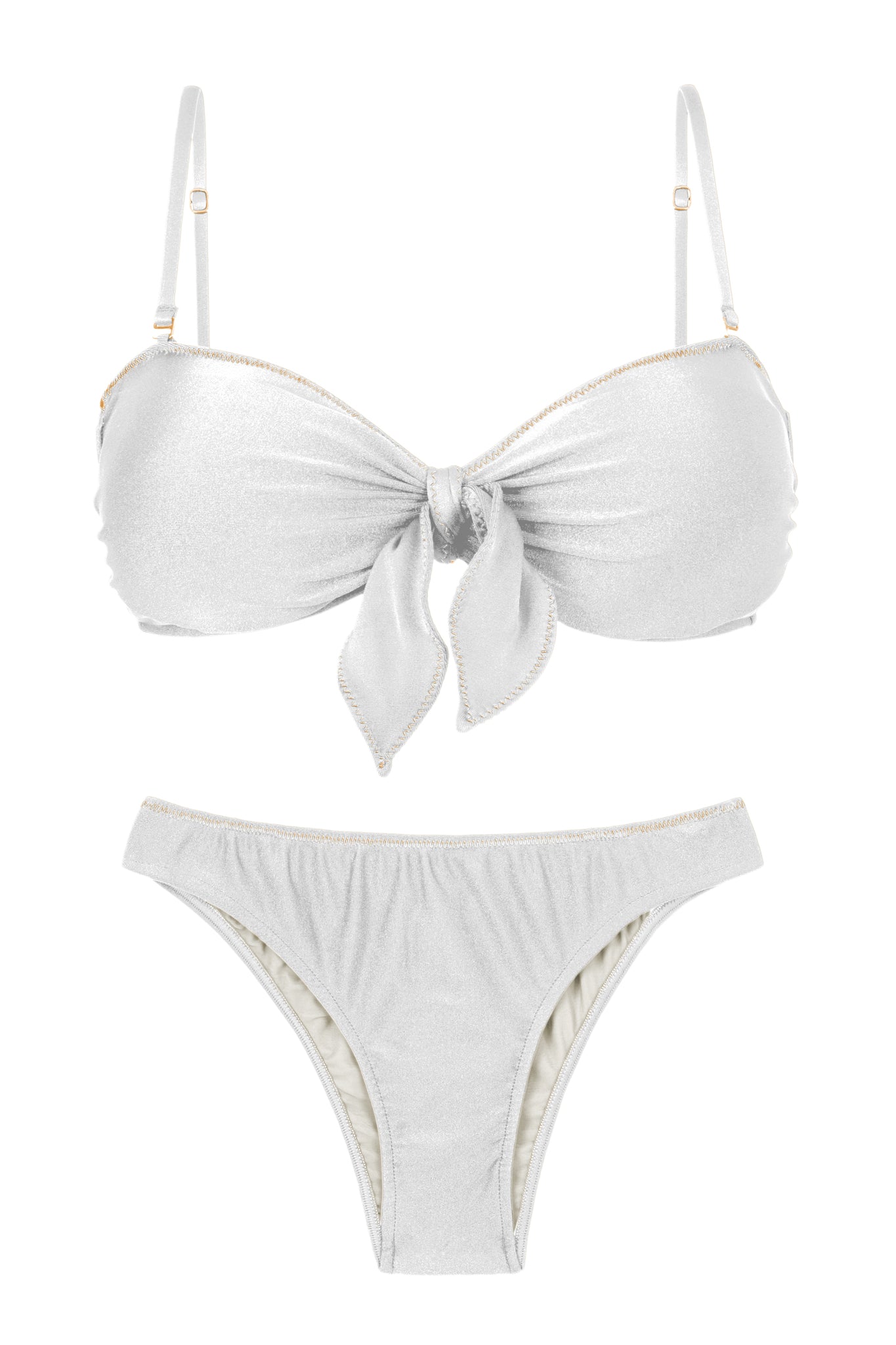 Product Front: Rio De Sol Ensemble Set Shimmer-White Bandeau-Knot Essential